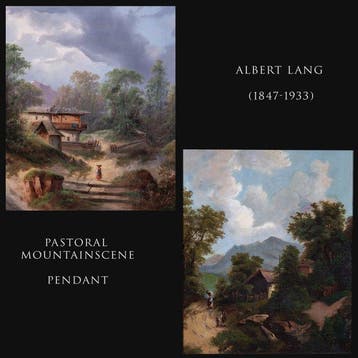 Albert Lang (1847-1933) - (2 x) Pastoraal Berglandschap