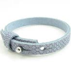 1 x Cuir Armband DQ Suede 10 x 2,2mm Reptiel licht blauw..., Ophalen of Verzenden, Nieuw, Overige typen