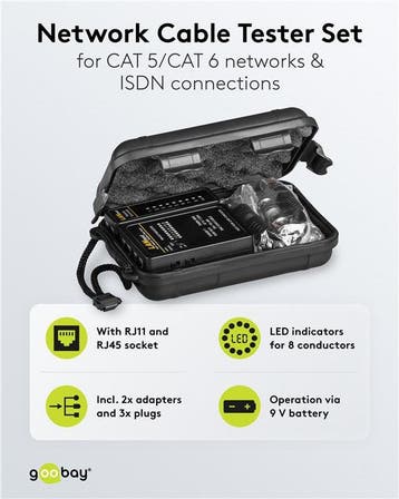 Set voor netwerkkabeltester, CAT 5, CAT 6, CAT 7 en ISDN, Ophalen of Verzenden, Nieuw