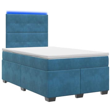 vidaXL Boxspringbed met matras Blauw 120 x 190 cm Fluweel, Verzenden, Nieuw, Blauw, Stof