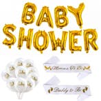 Babyshowerset wit met goud 22-delig met ballonnen en sjerpen, Verzenden, Nieuw, Versiering, Geboorte of Huwelijk