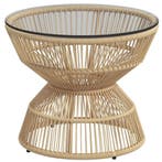 Bijzettafel Rattan Ø60 Cm Salontafel Tuintafel Met Gehard Gl, Verzenden, Nieuw