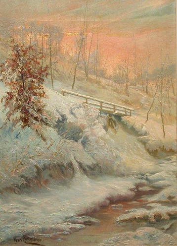 Carl Grössinger (XIX-XX) - Frozen brook in the mountains, Antiek en Kunst