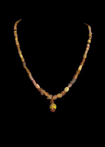 Oud-Romeins Geel Glas Kralenketting (Zonder minimumprijs)