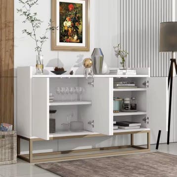 Nieuwe Witte Goude Dressoir Kast - Minimalistisch en Modern, Verzenden, Nieuw