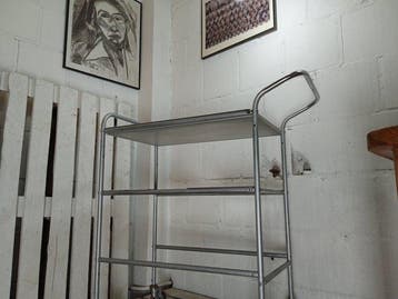 Bijzettafel - Vintage ziekenhuis-medische trolley / barwagen