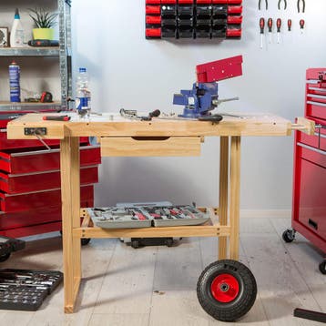 Houten Werkbank met bankschroeven, model 1 - bruin, Verzenden, Nieuw