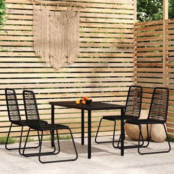 vidaXL 5-delige Tuinset zwart, 4 zitplaatsen, Verzenden, Nieuw, Rvs