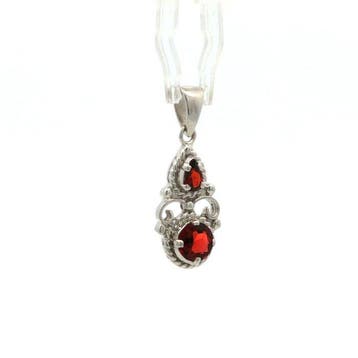 Zonder minimumprijs - Hanger Zilver - 1.25ct. tw. Granaat -