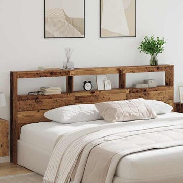 vidaXL Hoofdbord met plank Oud Hout 220 x 17 x 102 cm, Verzenden, Nieuw, Bruin, Hout