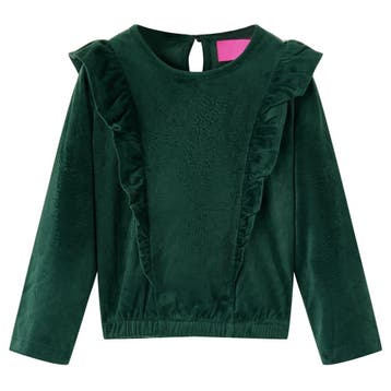 vidaXL Kinderblouse met ruches 104 donkergroen, Verzenden, Nieuw