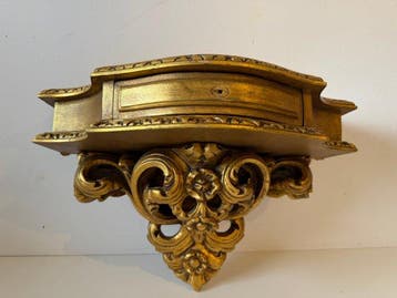 Wandtafel - Eik, Emperador marmer - Handgemaakte credentie, Antiek en Kunst