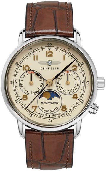 Zeppelin 9637-5 Méditerranée horloge 36 mm, Overige merken, Staal, Verzenden, Polshorloge