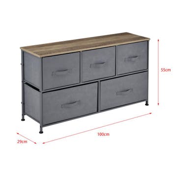 Commode met lades niet-geweven textiel 55x100x29 grijs hout, Verzenden, Nieuw