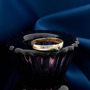 Gouden ring met diamant; diamant 0,10 ct.; 14 karaat; rin..., Sieraden, Tassen en Uiterlijk, Gebruikt, Ophalen of Verzenden, 17 tot 18