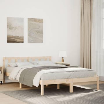 vidaXL Bedframe extra lang zonder matras massief grenenhout, Huis en Inrichting, Slaapkamer | Bedden, Bruin, Verzenden, Hout, Nieuw