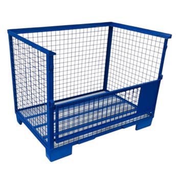 Gitterbox GB006 hout met staal nieuw blauw 1240x835x970mm
