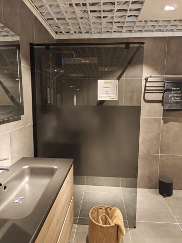 Inloopdouche 120cm mat zwart semi transparant rookglas 0031, Ophalen, Nieuw, Glas, Douche