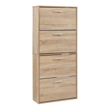 Schoenenkast Sykkylven 4 kleppen sonoma eiken 134x60x24 cm [, Verzenden, Nieuw