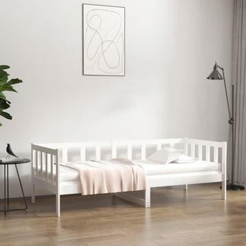 vidaXL Slaapbank zonder matras 80x200 cm massief grenenhout, Eenpersoons, Verzenden, Wit, Nieuw