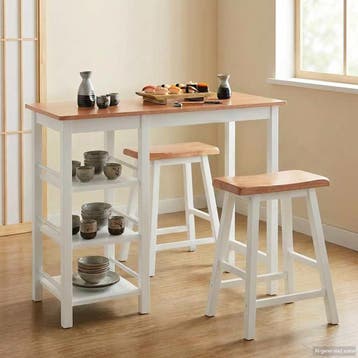 vidaXL 3-delige Barset MDF wit, Verzenden, Nieuw