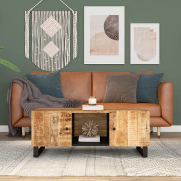 vidaXL Salontafel 100x54x40 cm massief mangohout en bewerkt, 100 tot 150 cm, Verzenden, Nieuw, 50 tot 100 cm