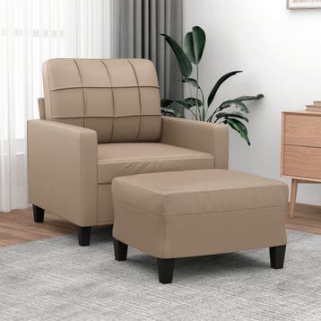 vidaXL Fauteuil met voetenbank 60 cm kunstleer, Eenpersoons, Verzenden, Nieuw, Leer