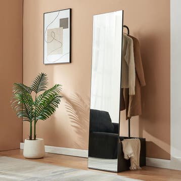 Garderobespiegel Saden met kledingrek 165x40x51 cm zwart [en, Huis en Inrichting, Woonaccessoires | Spiegels, Verzenden, Nieuw