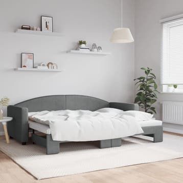 vidaXL Slaapbank met onderschuifbed 80x200 cm stof, Eenpersoons, Verzenden, Nieuw, 80 cm