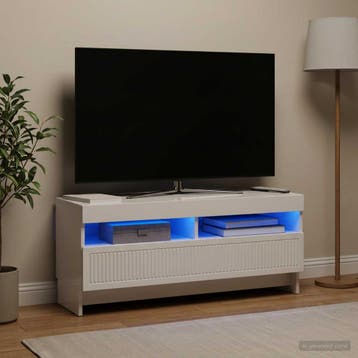 vidaXL LED tv-meubel EDE 100 x 35 x 43 cm Hoogglans Wit, Huis en Inrichting, Minder dan 50 cm, Verzenden, Nieuw, Minder dan 100 cm