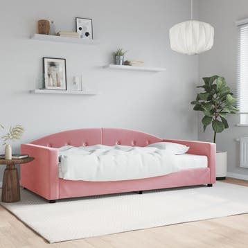 vidaXL Slaapbank met matras 100x200 cm fluweel roze, 100 cm, Eenpersoons, Verzenden, Nieuw
