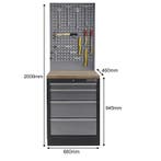 Werkplaatskast met vier laden, hardhouten werkblad +, Ophalen of Verzenden, Nieuw