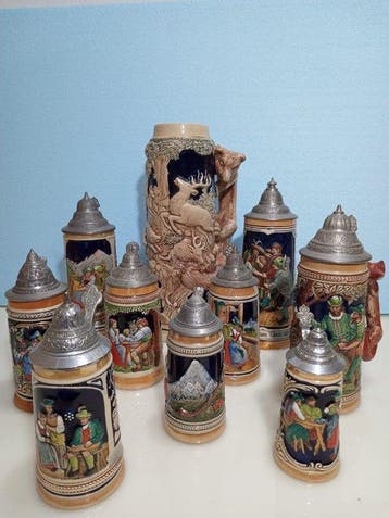 Bierpul (10) - Aardewerk, Peltro - Steinkrug Duitsland