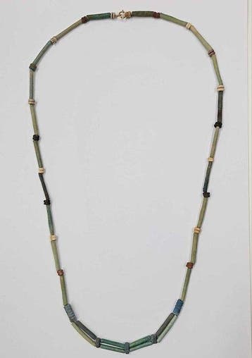 Oude Egypte, Nieuwe rijk Faience kralen Halsketting -, Sieraden, Tassen en Uiterlijk, Antieke sieraden
