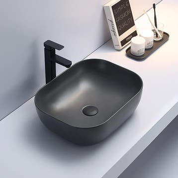 Wastafel Julia 50x40x14cm mat antraciet inclusief afvoerplug, Verzenden, Nieuw