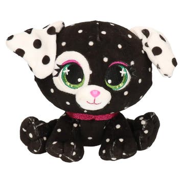 P-Lushes Pets knuffel hond - pluche - zwart/wit - 15 cm, Verzenden, Nieuw