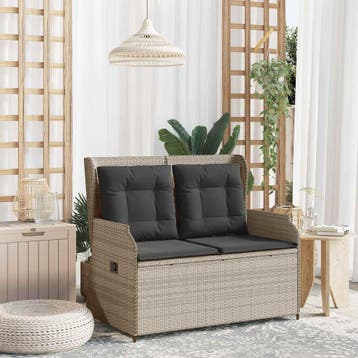 vidaXL Tuinbank Lichtgrijs poly rattan, Tuin en Terras, Tuinsets en Loungesets, Verzenden, Nieuw, Rotan