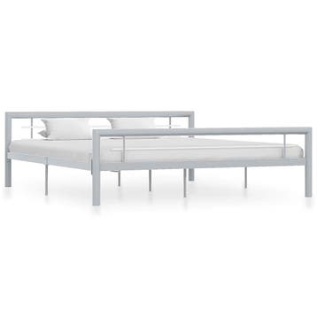 vidaXL Bedframe metaal grijs en wit 180x200 cm, Eenpersoons, Verzenden, Nieuw, 80 cm