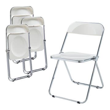 Klapstoel set van 4 Pornainen 74x46x47 cm wit [en.casa], Huis en Inrichting, Stoelen, Verzenden, Nieuw