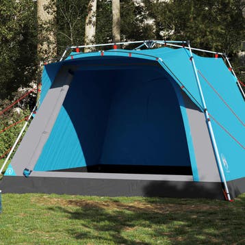 vidaXL Kampeertent 4-persoons snelontgrendeling blauw, Caravans en Kamperen, Verzenden, Nieuw, Tot en met 2