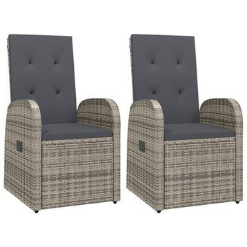 Poly Rattan Tuinstoelen Grijs | Tweedekansje | OP=OP, Ophalen of Verzenden, Gebruikt, Wicker, Verstelbaar