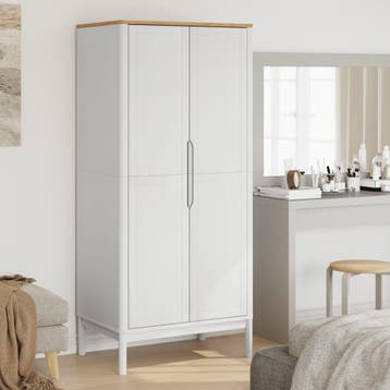 vidaXL Kledingkast FLORO 77x53x171 cm massief grenenhout wit, Verzenden, Nieuw