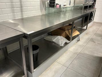 Online veiling: RVS werktafel met glasopzet, Nieuw