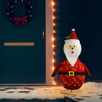 vidaXL Decoratieve kerstman LED luxe stof 120 cm, Diversen, Kerst, Verzenden, Nieuw