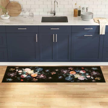 vidaXL Keuken Vloerkleed Zwart 180 x 60 cm Fluweel, Verzenden, Nieuw