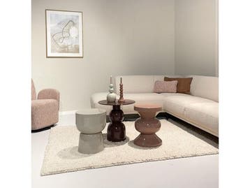 Livingfurn Bijzettafel Kian - Rond - Acaciahout - Off White, Verzenden, Nieuw