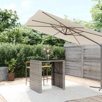 vidaXL Bartafel met glazen blad 105x80x110 cm poly rattan, Tuin en Terras, Tuintafels, Verzenden, Nieuw