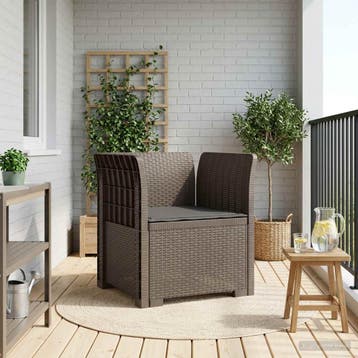 vidaXL Eénpersoons Fauteuil met Kussen Rattan Look PP, Verzenden, Nieuw