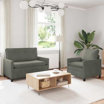 vidaXL Bankstel 2 st Lichtgrijs Stof, Verzenden, Nieuw, Stof, Minder dan 150 cm