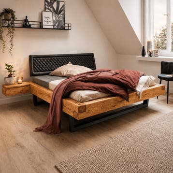 Van Schaik Lena Massief Wild Eiken Balkenbed - 140 x 220, Nieuw